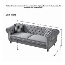 Load image into Gallery viewer, Chesterfield Upholstery Fabric Sofa With Roll Armrest &amp; Nailhead
