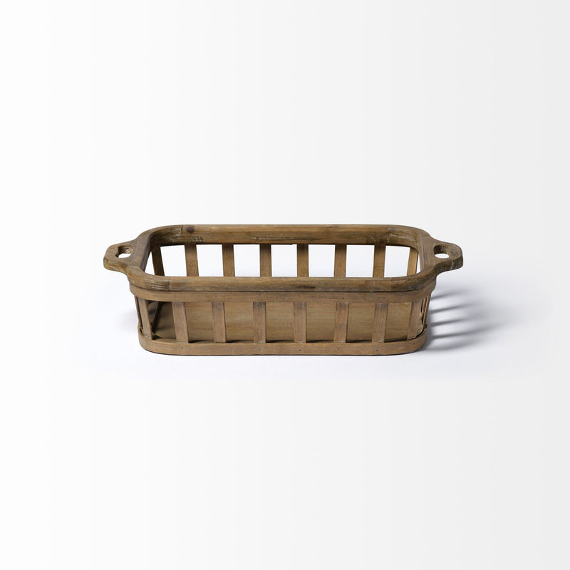 Wood Indoor Outdoor Tray With Handles (Set of 2) - Brown