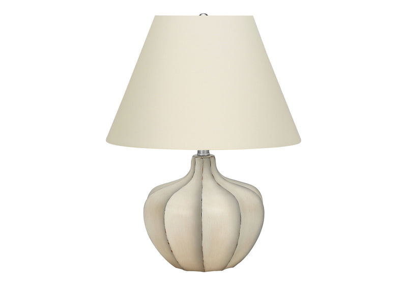 Round Table Lamp With Cream Empire Shade - Cream