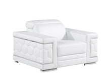 Load image into Gallery viewer, Genuine Leather Lounge Chair - White And Silver
