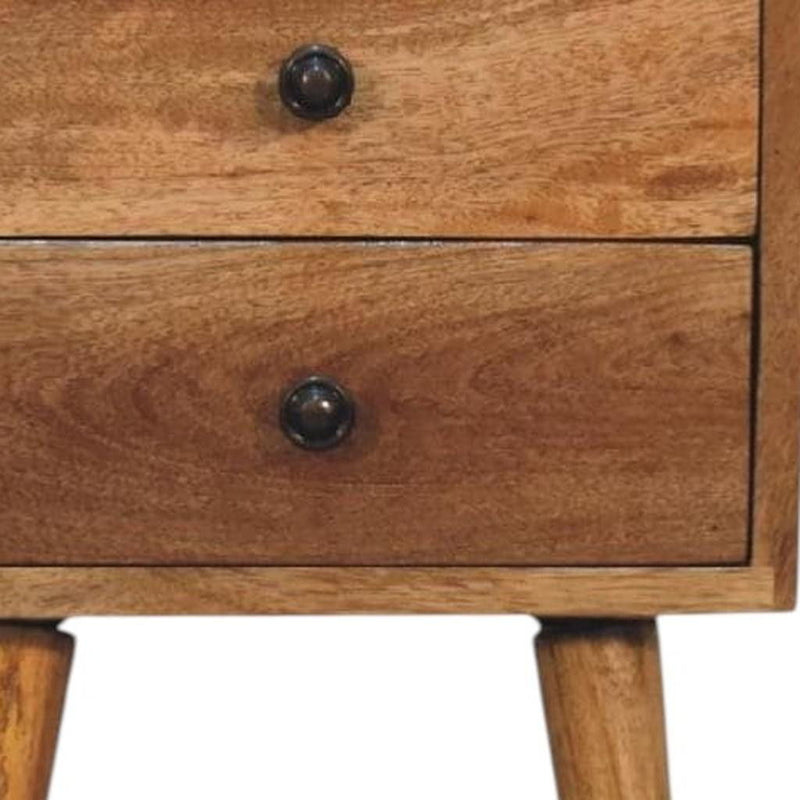 Solid Wood Two Drawer Nightstand - Oak
