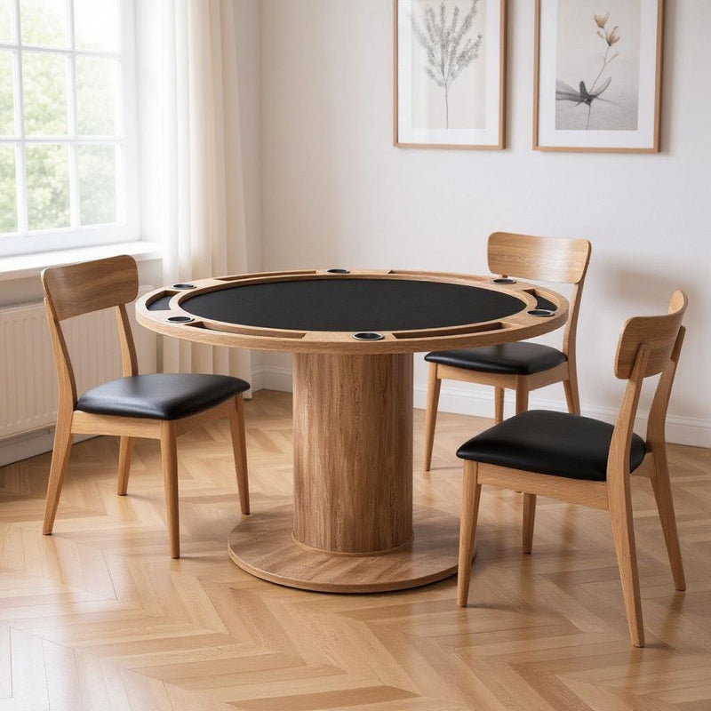 Round Convertible Game Table - Black / Natural