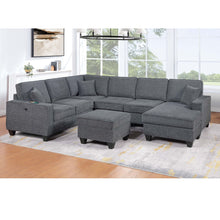 Load image into Gallery viewer, 5 Piece Sectional Set Left Arm Loveseat With USB Port Corner Wedge Ottoman Armless Chair Right Arm Loveseat With Chaise - Gray / Slate
