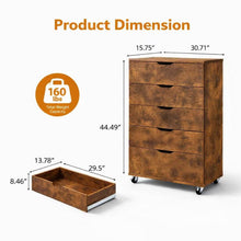 Load image into Gallery viewer, Modern 5 Drawer Dresser With Wheels
