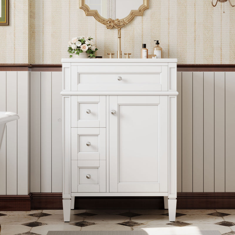 Bathroom Vanity With Top Sink, Storage Cabinet With 2 Drawers And Tip-Out Drawer