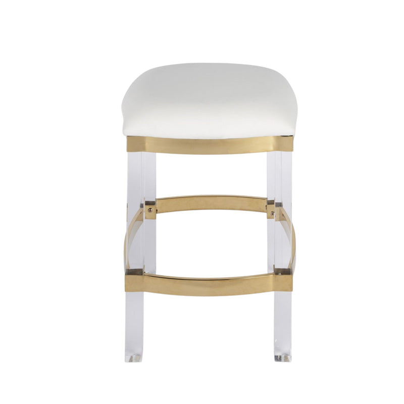 Acrylic Backless Counter Height Bar Chair - White / Clear