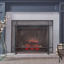 Load image into Gallery viewer, Markus - Modern Single Panel Iron Firescreen Black Brushed Silver
