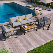 Load image into Gallery viewer, 4 Pieces Outdoor Sectional Sofa Set 5 Person Patio Seating Group Outdoor Conversation Set With Cushions And A Coffee Table For Patios
