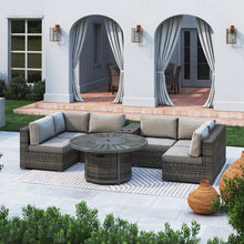 Load image into Gallery viewer, All Weather 4 Person Patio Sofa Set With Fire Pit And Side Table Rustproof - Brown
