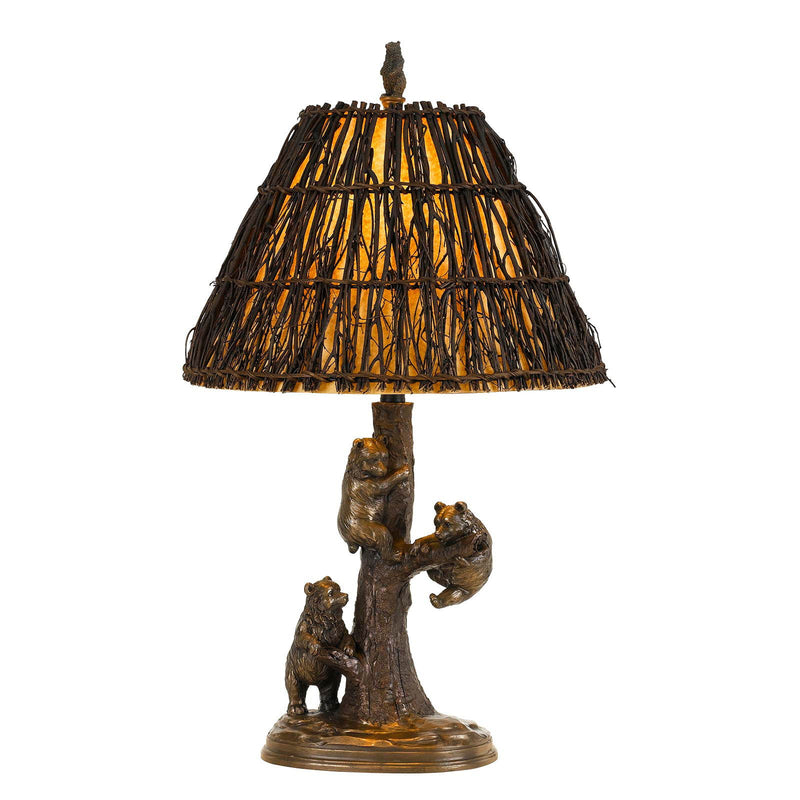 Table Lamp With Brown Empire Shade - Bronze