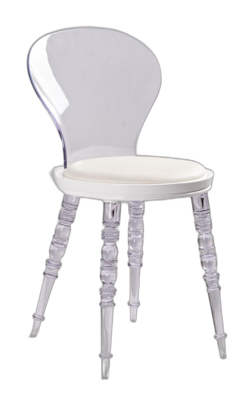 Upholstered Faux Leather Dining Side Chair - White / Clear