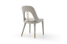 Load image into Gallery viewer, Faux Leather Stainless Steel Dining Side Chairs (Set of 2) - Gray / Gold
