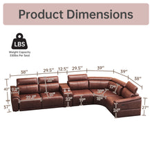 Load image into Gallery viewer, 6 Piece Modular Sectional Sofa With 2 Cup Holders, Adjustable Recliners - Dark Brown
