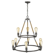 Load image into Gallery viewer, Nine Light Metal Dimmable Chandelier - Brown / Black
