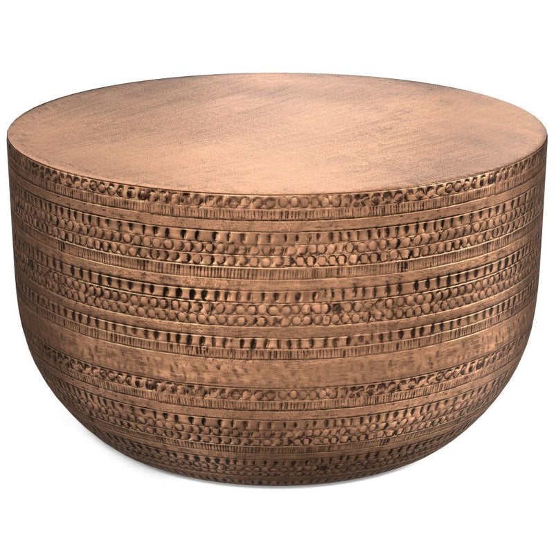Metal Round Drum End Table - Copper