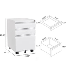 Load image into Gallery viewer, Contemporary 3 Drawer Mobile Filing Cabinet With Lock, Metal Office Storage For Legal / Letter Size
