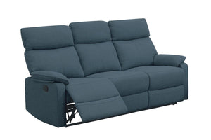 Dark Blue Burlap Fabric Recliner Motion Sofa 1pc Couch Manual Motion Sofa Living Room Furniture