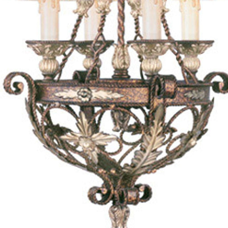 29" Four Light Metal Dimmable Chandelier With Shades - Bronze / Cream