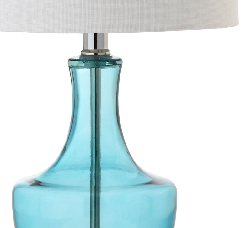 20" Gourd Table Lamp With Drum Shade - Blue