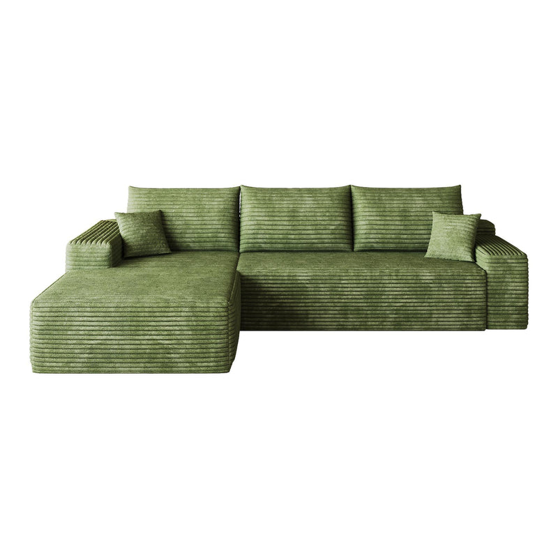 Corduroy Modular L Shaped Sofa And Chaise Sectional (762645) - Green