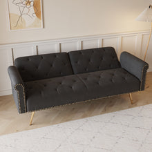 Load image into Gallery viewer, Luxurious Sofa Bed With Nail Head Trim And Matching Pillow
