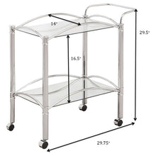 Load image into Gallery viewer, Porch &amp; Den - 2 Tier Rectangular Glass Shelf Bar Cart With Glass - Chrome
