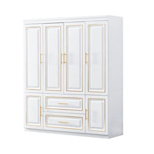 Load image into Gallery viewer, 79" Six Door Two Drawer Combo Dresser - Gold And White
