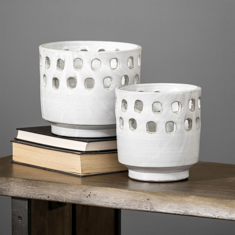 Abstract Cylinder Table Vase (Set of 2) - White