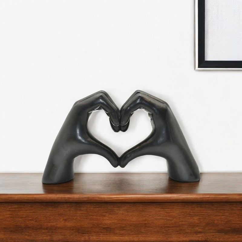 Heart Hands Tabletop Sculpture - Black