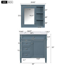 Load image into Gallery viewer, Bathroom Vanity With Medicine Cabinet, Royal Mirror Cabinet, Modern Bathroom Storage Cabinet With 2 Soft Closing Doors And 4 Drawers
