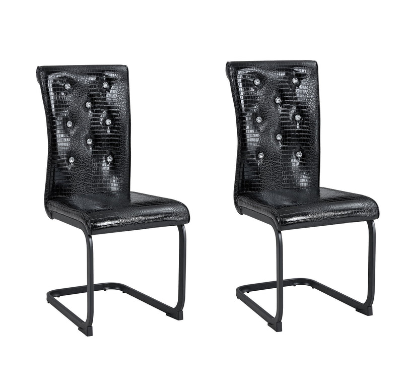 Faux Leather Metal Dining Side Chairs (Set of 2) - Black