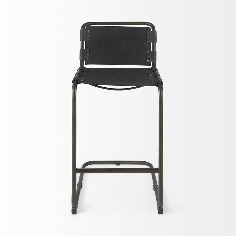 Leather And Iron Bar Chair - Black