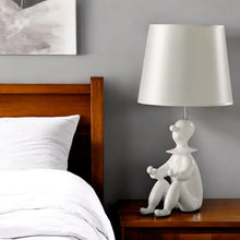 Load image into Gallery viewer, Bedside Table Lamp With Silver Empire Shade - White
