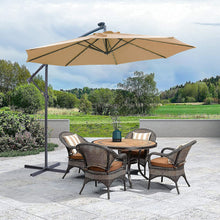 Load image into Gallery viewer, Outdoor Cantilever Patio Umbrella With 32 LED Lights 10 Ft Hanging Design Easy Open Adjustment Metal Frame - Taupe

