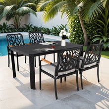 Load image into Gallery viewer, Outdoor Patio Furniture Dining Set With Sunbrella Fabric, Rectangular Table With Umbrella Hole
