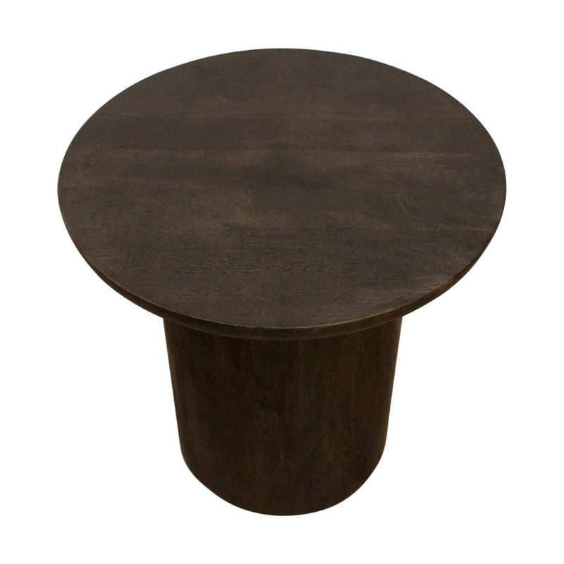 24" Distressed Solid Wood Round Pedestal End Table - Dark Brown