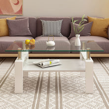 Load image into Gallery viewer, Modern Rectangular Coffee Table With Tempered Transparent Glass Top And Storage Shelf
