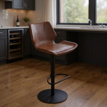 Load image into Gallery viewer, Faux Leather Swivel Low Back Adjustable Height Bar Chair - Coffee / Black
