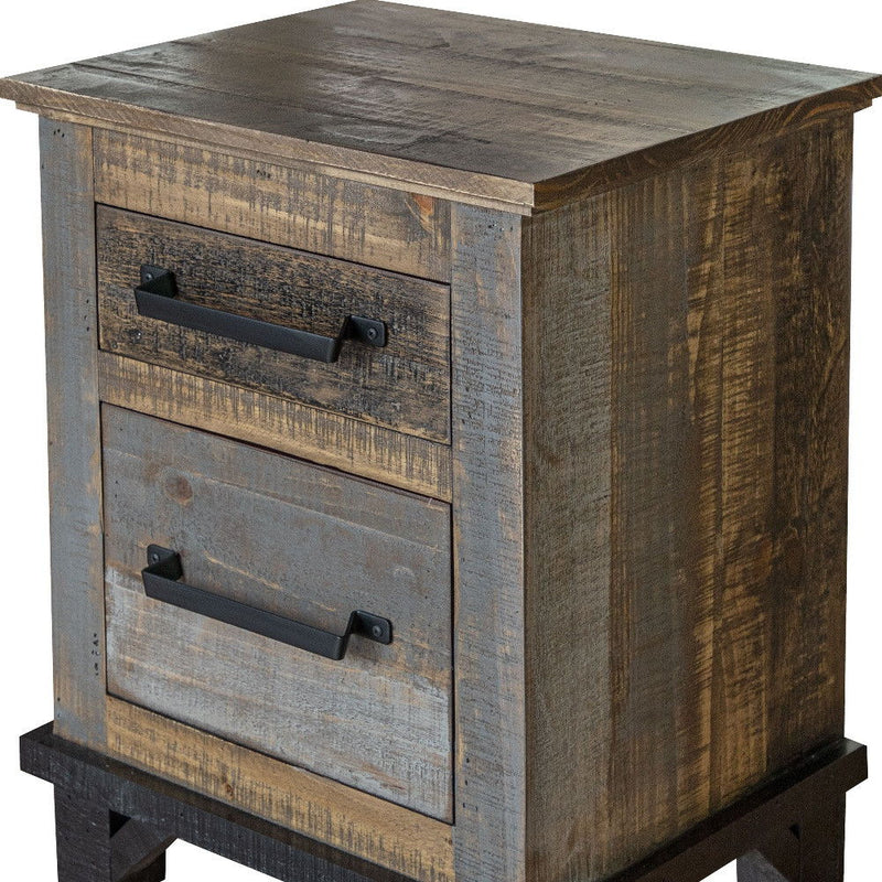 19.8" x 16.3" x 26.5" Two Drawer Nightstand - Brown