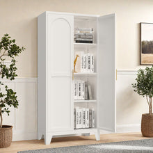 Load image into Gallery viewer, 2 Shapely Doors Cabinet Metal Storage Cabinet With Doors And Adjustable Shelves For Bedroom Living Room - White

