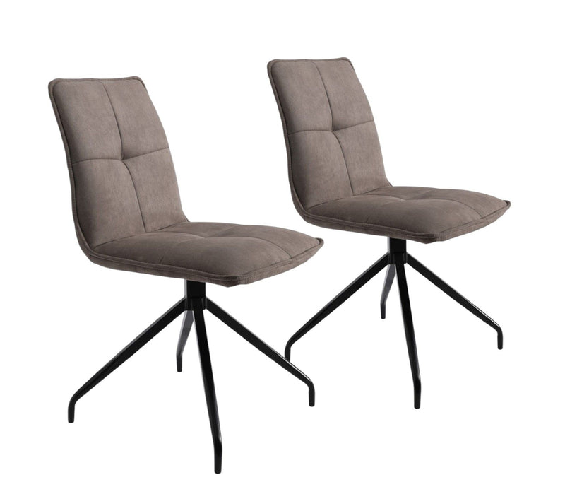 Upholstered Fabric Dining Side Chairs (Set of 2) - Dark Brown / Black