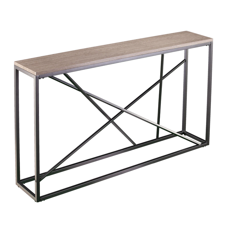 Faux Stone Frame Console Table - Taupe / Gray