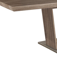 Load image into Gallery viewer, 71" Wood And Metal Self-Storing Leaf Pedestal Base Extendable Dining Table - Gray
