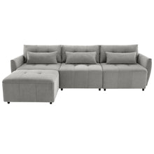 Load image into Gallery viewer, 113.3&quot; Convertible Sectional Sofa Couch 3-Seat L-Shaped Sofa with Movable Ottoman and  USB for Apartment, Living Room, Bedroom, Grey
