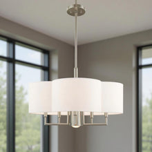 Load image into Gallery viewer, 18" Six Light Dimmable Chandelier With Shades - Nickel
