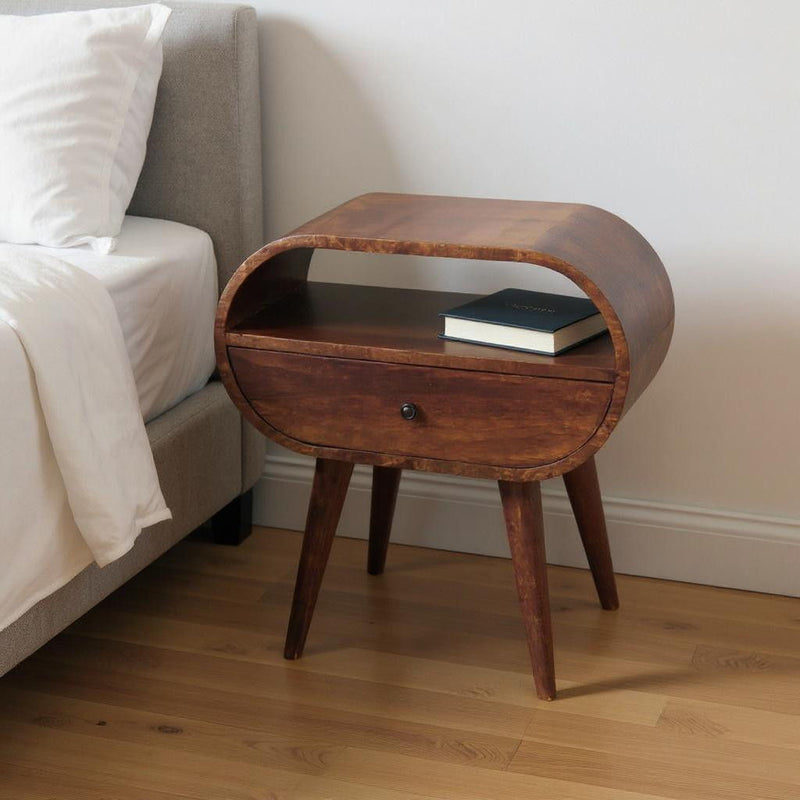 24" Solid Wood 1 Drawer Nightstand - Brown