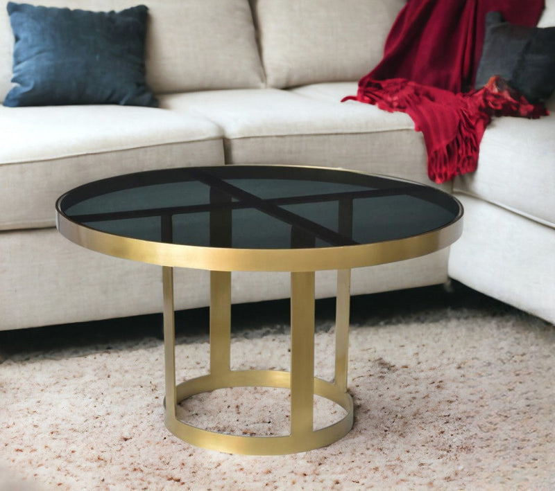 Round Modern Coffee Table - Black And Gold