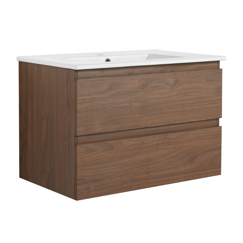 Wall Mounted Bathroom Vanity & Sink, 2 Soft Close Drawers