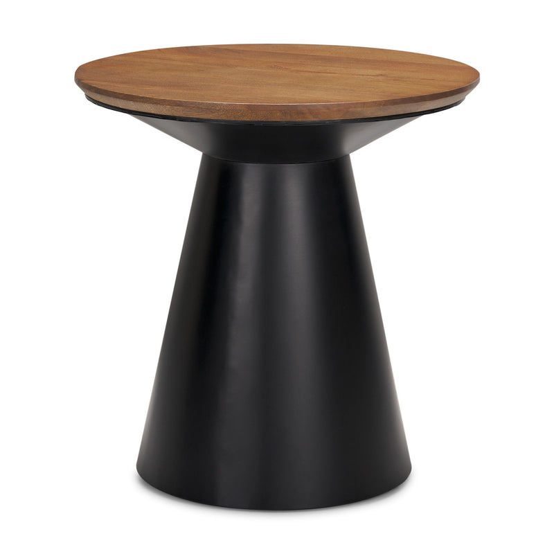 Round Pedestal End Table - Brown / Brown