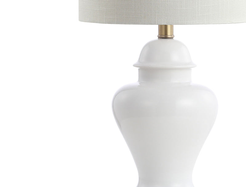 Urn Bedside Lamps With Drum Shades (Set of 2) - White / Gold